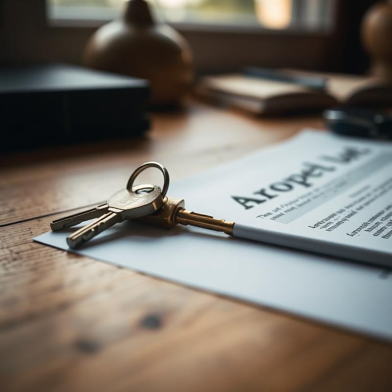 House keys resting on a property deed document